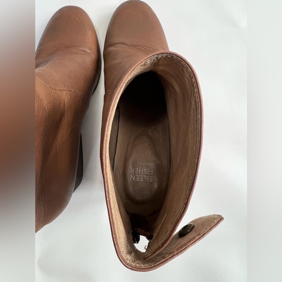 EILEEN FISHER Harris Vero Cuoio LEATHER Ankle Bootie Whiskey Zip Closure Size 9 - Picture 12 of 16